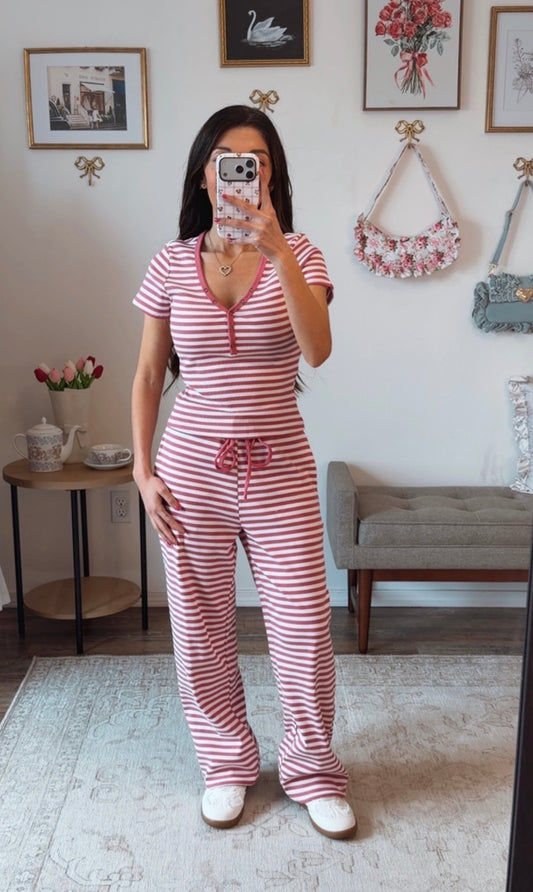 Raspberry Stripe Lounge Set