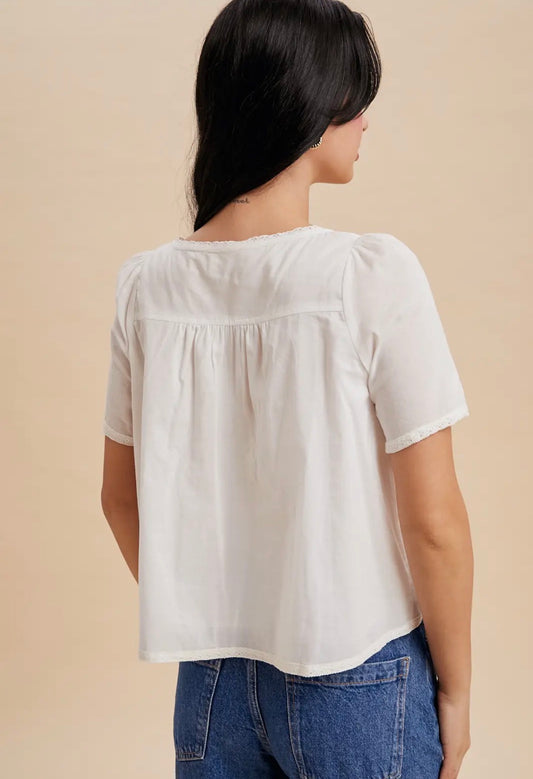 Daisy Lace Top / White