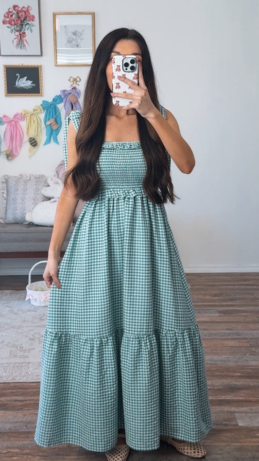 Sophie Smocked Gingham Midi Dress