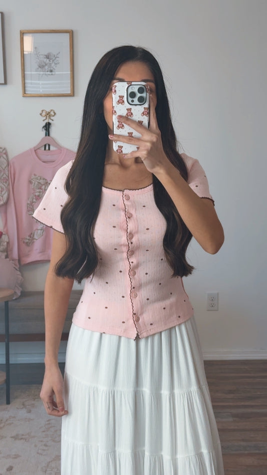 Berry Cocoa Button Top