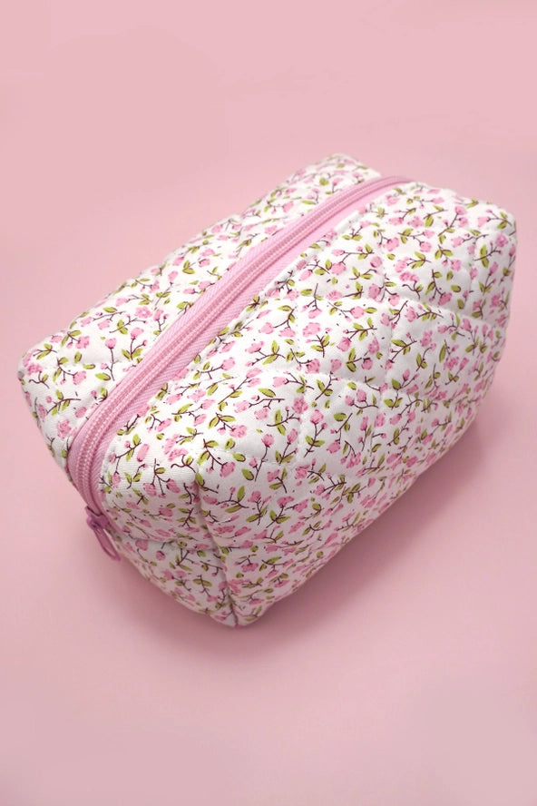 Pink Floral Make up Bag