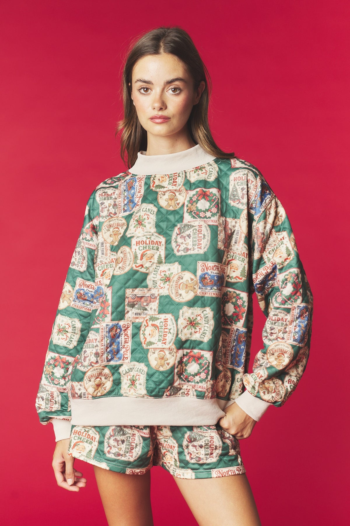 Vintage Christmas Quilted Set - Green