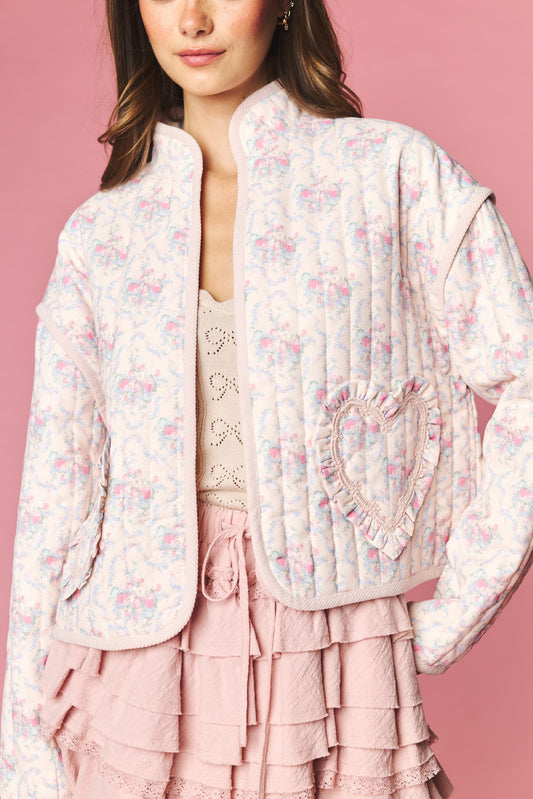 Winter Wishes Heart Quilted Jacket Restock