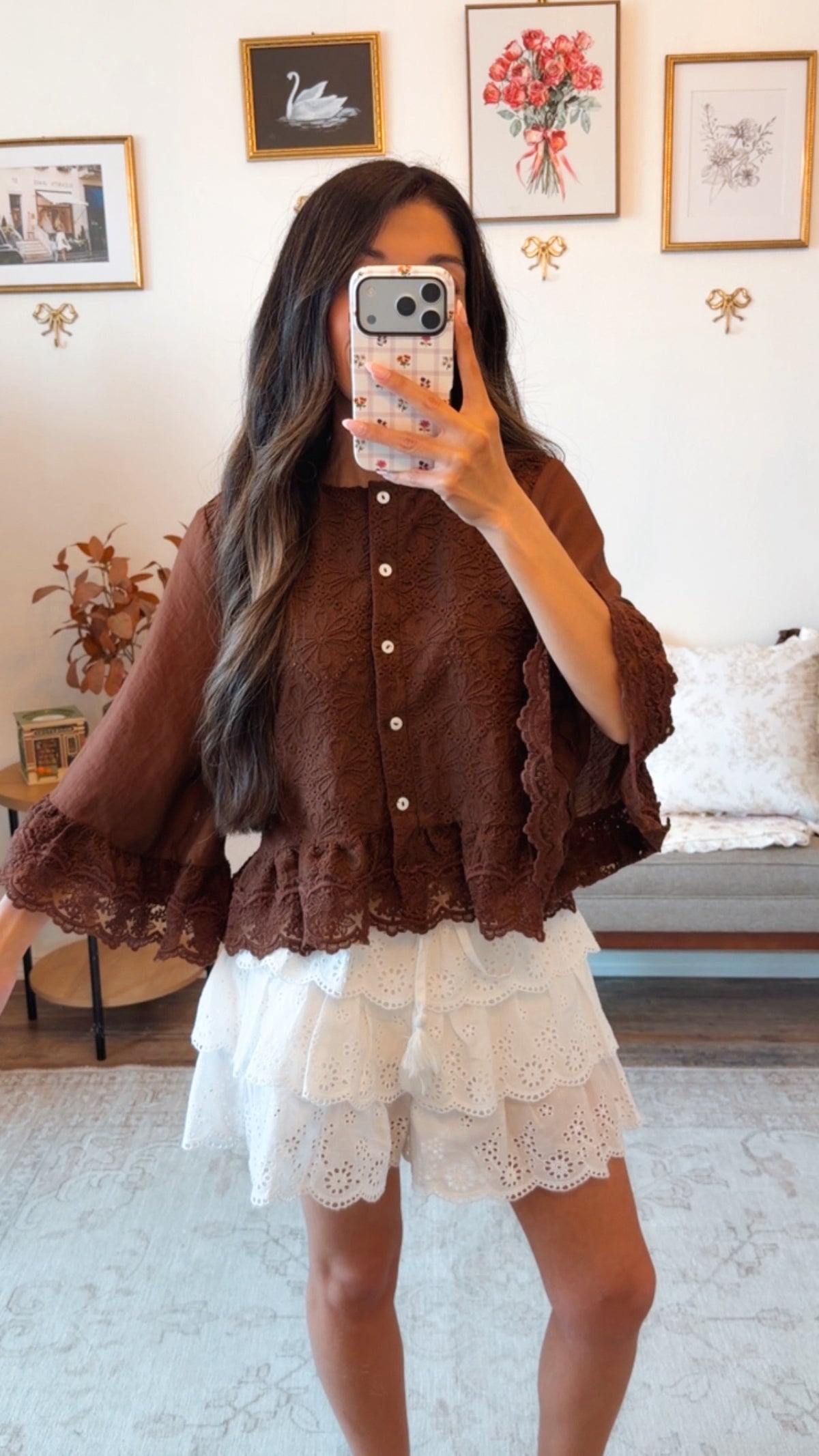 Mocha Meadow Lace Blouse