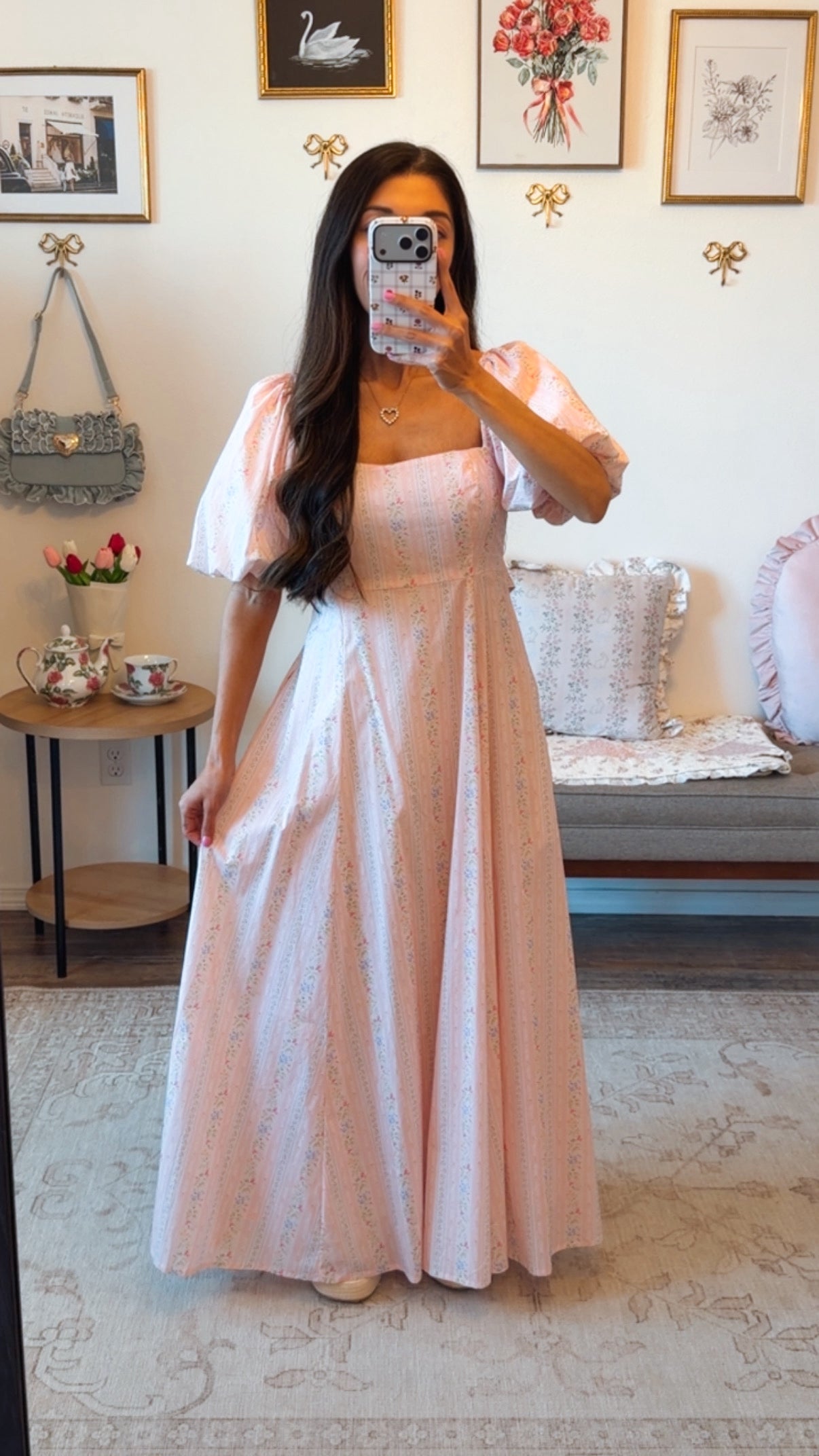 Aurora Pink Floral Midi Dress