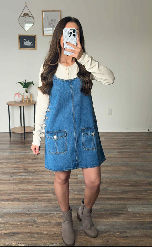 Hallie Denim Overall Dress