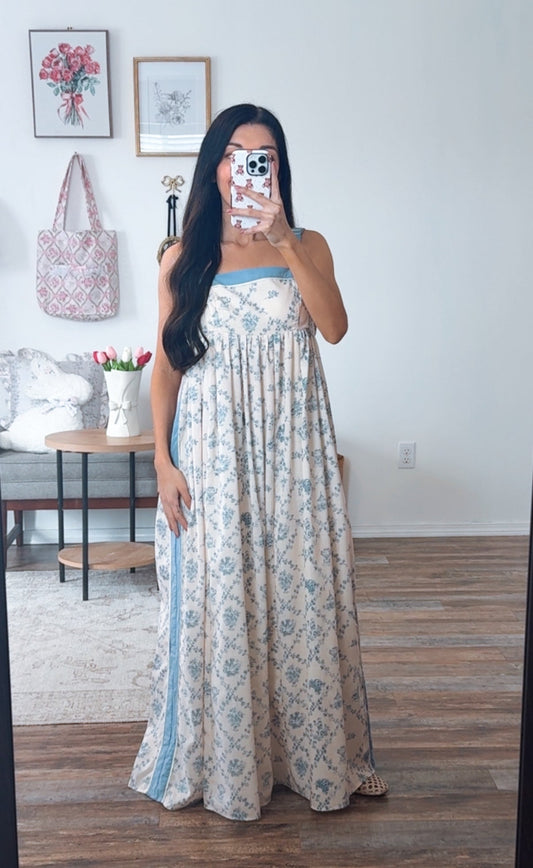Toile Vintage Garden Dress (Blue)