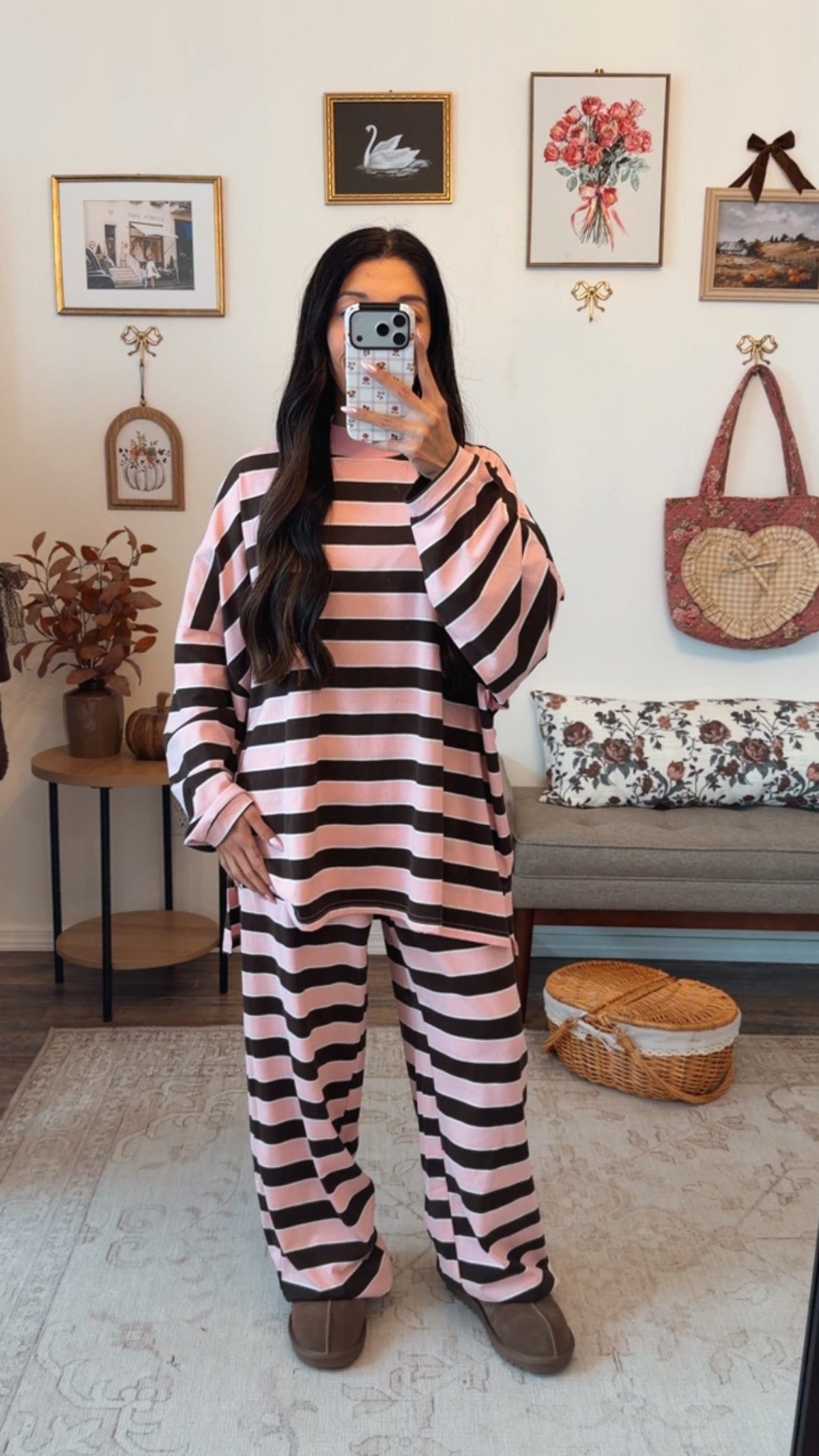 Strawberry Mocha Stripe TOP ONLY
