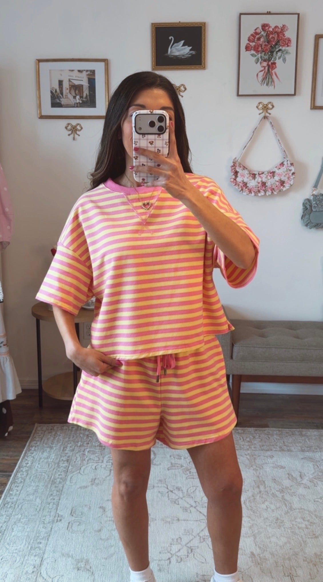 Pink Lemonade Stipe Set - Pink/yellow