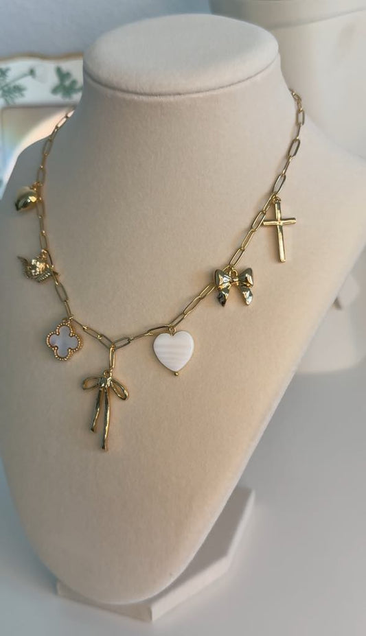 Mother of pearl charm necklace