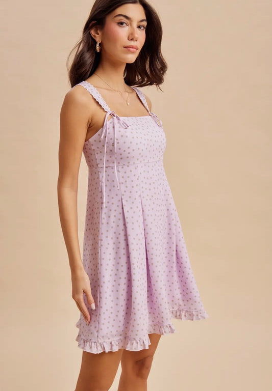 Lila Polka Dot Mini Dress
