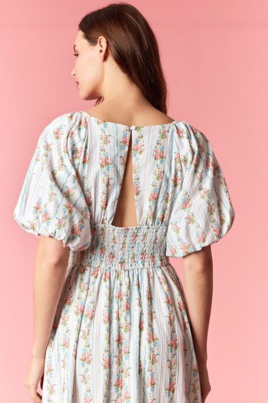 Floral Stripe Midi Dress