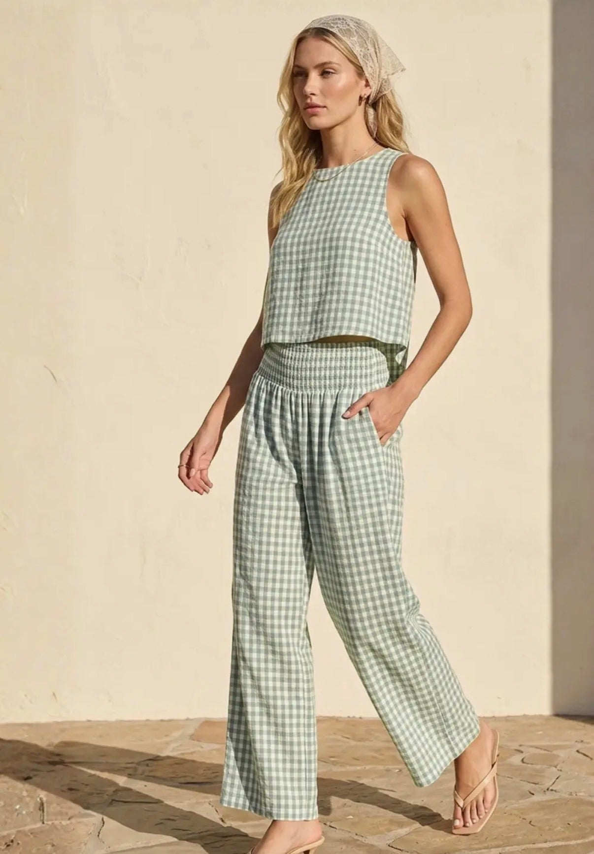 Mint Green Gingham Set