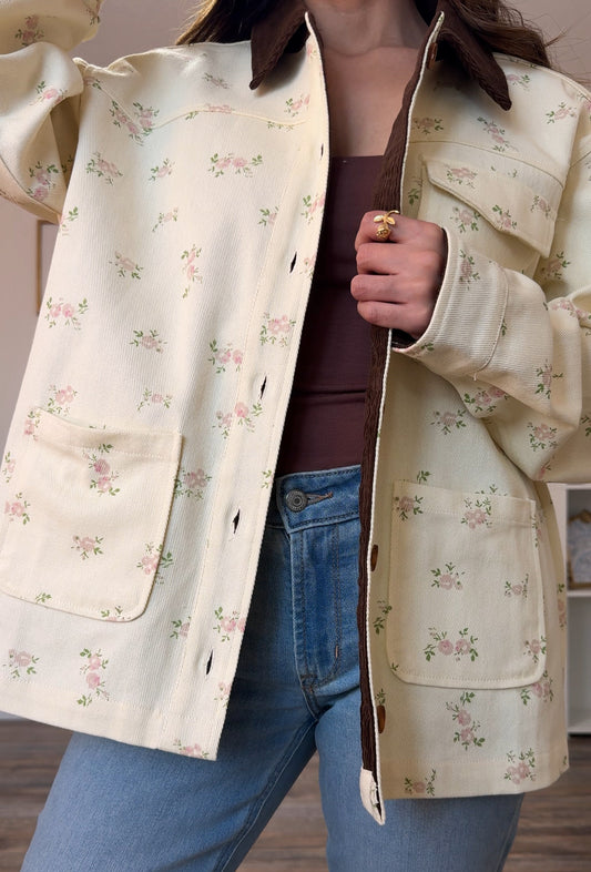 Floral barn jacket - Cream