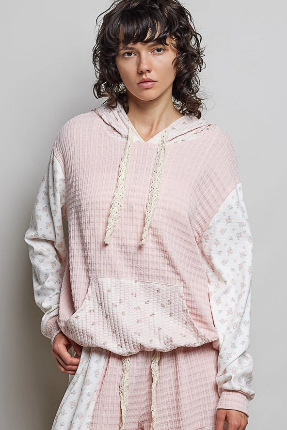 Pink/White Floral Hoodie