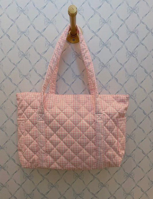 Pink Gingham Tote Bag