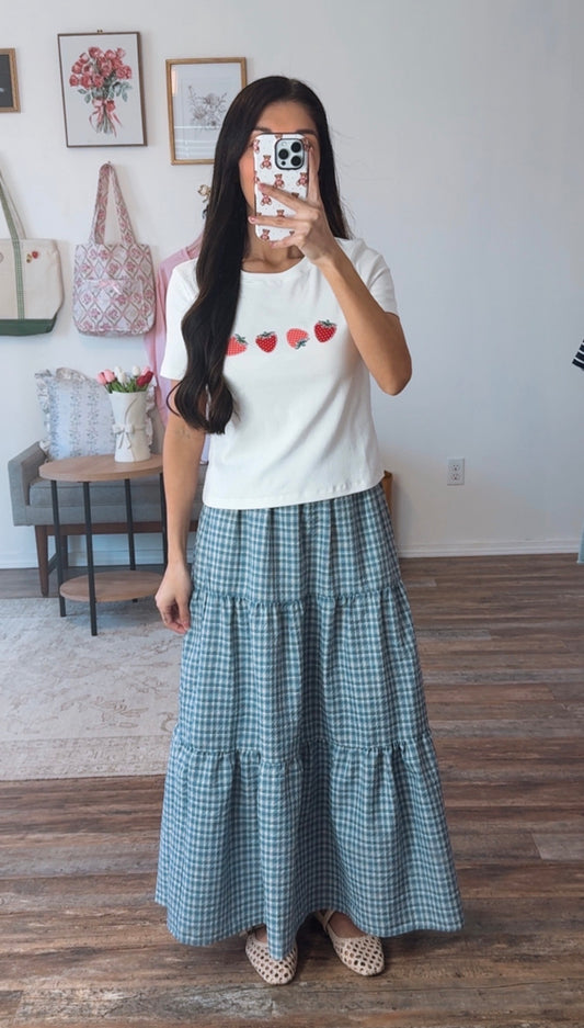 Annie Gingham Midi Skirt