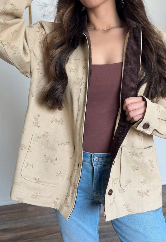 Floral barn jacket - Sandy Beige