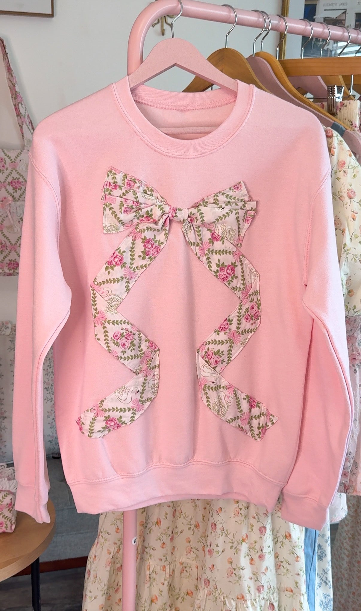 Blush Swan Vintage Bow Crewneck
