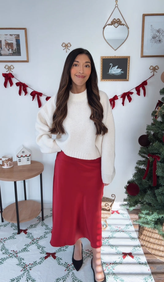 Crimson Rose Midi Skirt