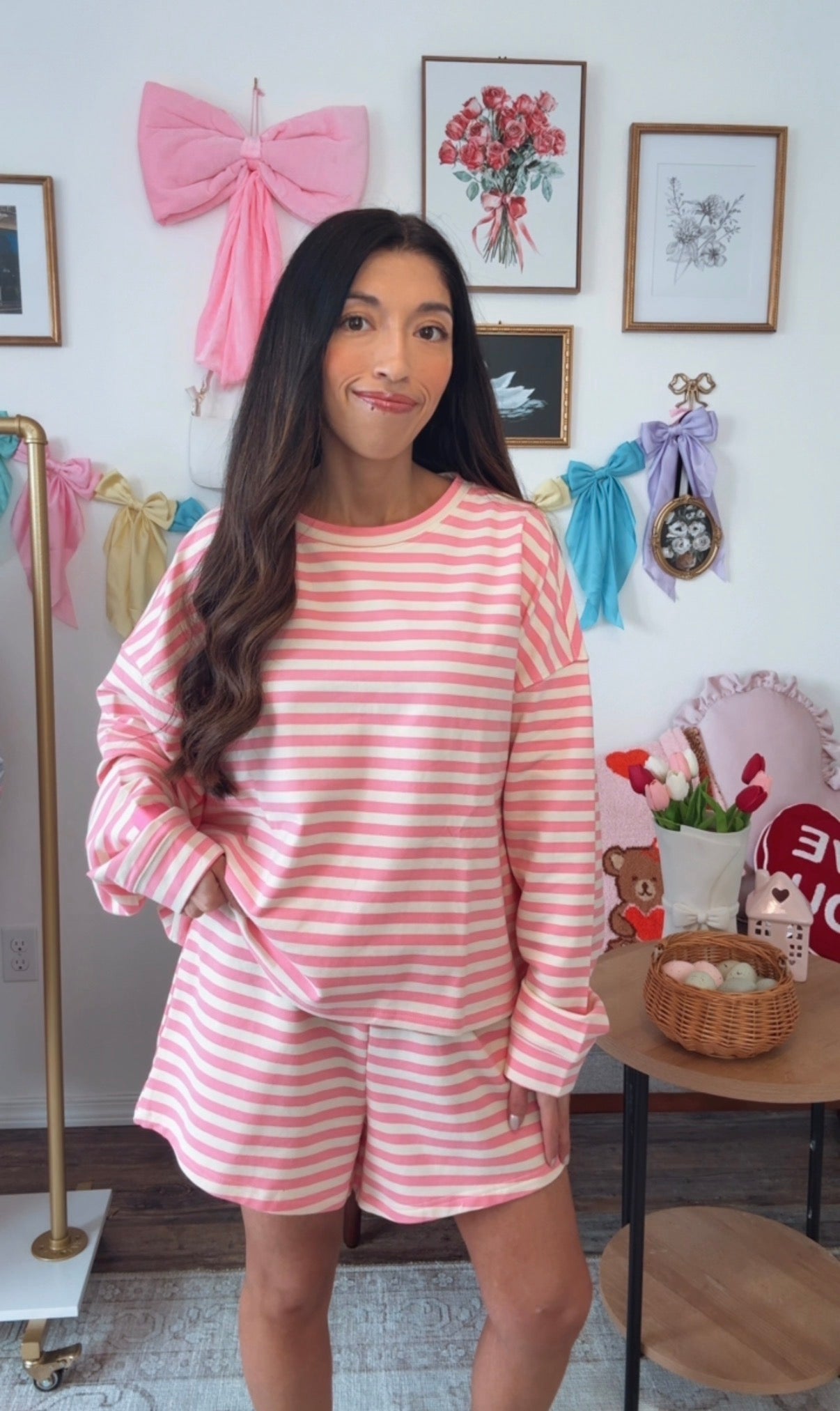 Pink Velvet Stripe Set