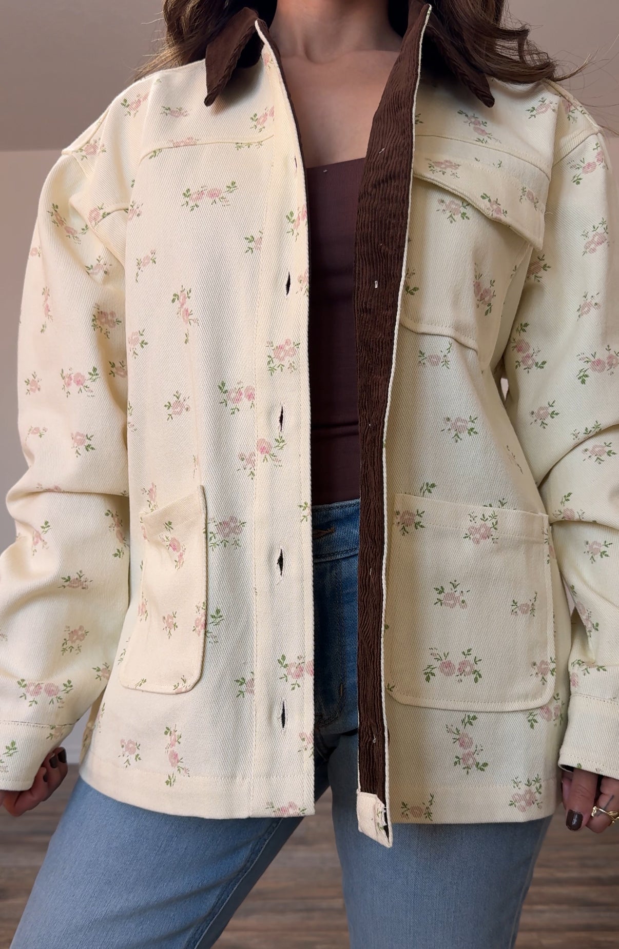 Floral barn jacket - Cream