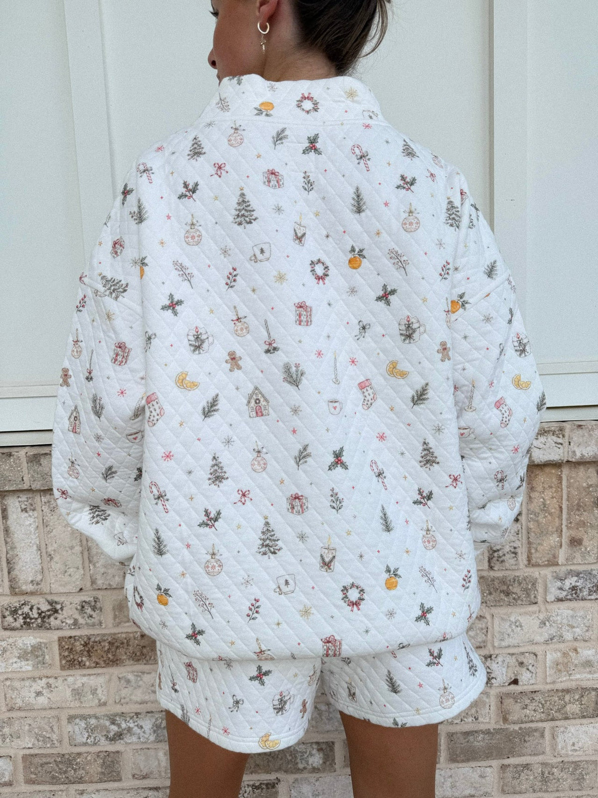 White Christmas Winter Cottage Mockneck