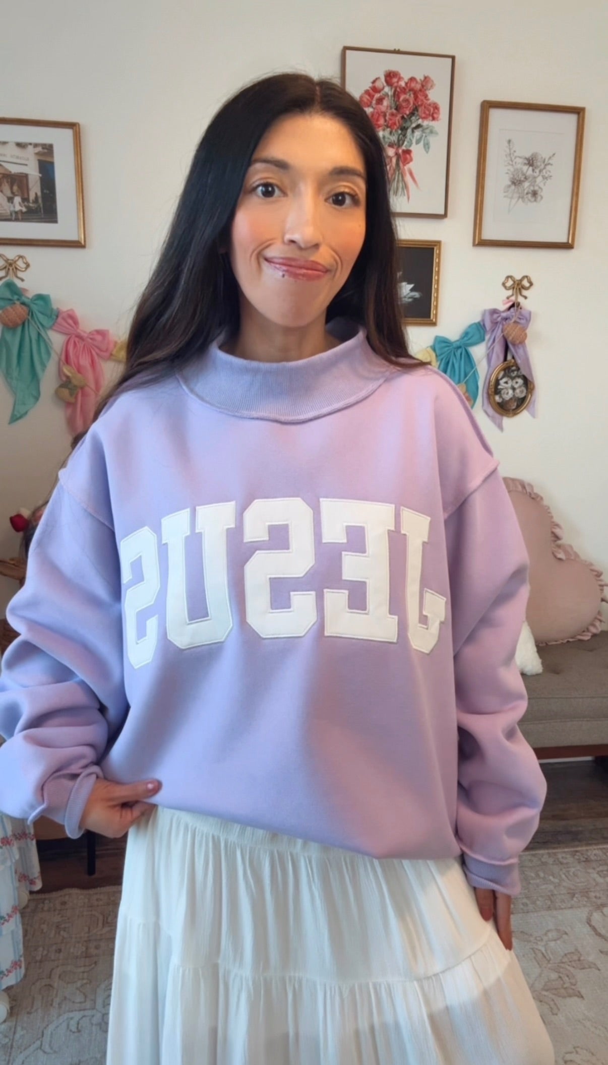 Lavender Jesus Crewneck