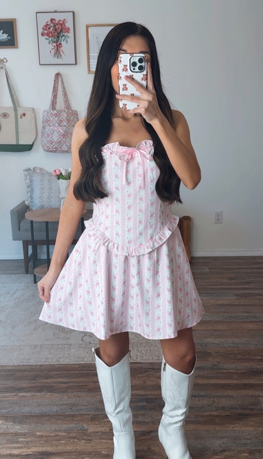 Sweetheart Bloom Mini Dress (pink)