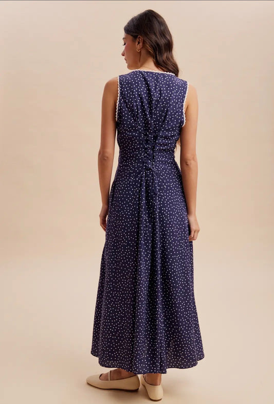 Darling Dottie Dress - Navy