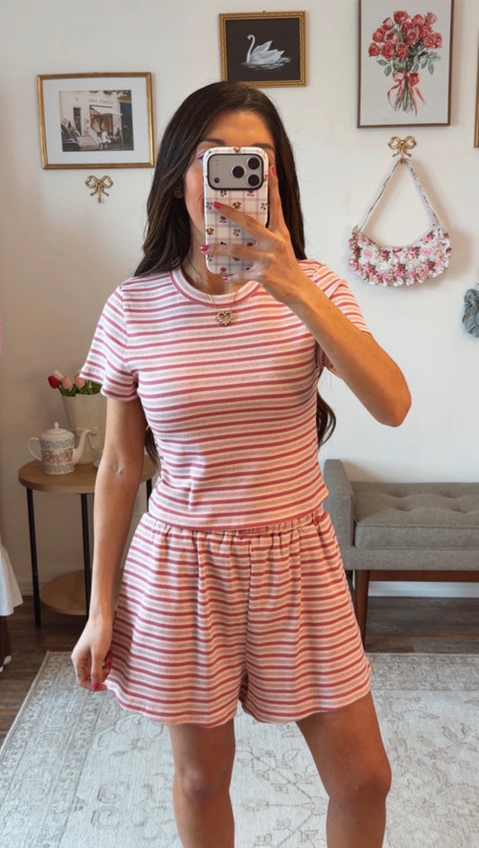Strawberry Taffy Stripe Set - Pink/ Hot Pink