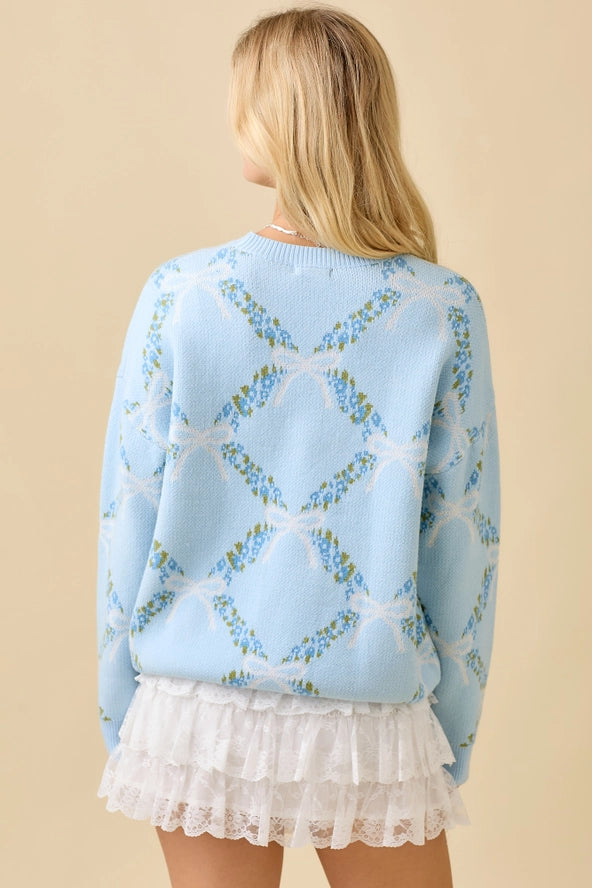 Frosted Blooms & Bows Sweater