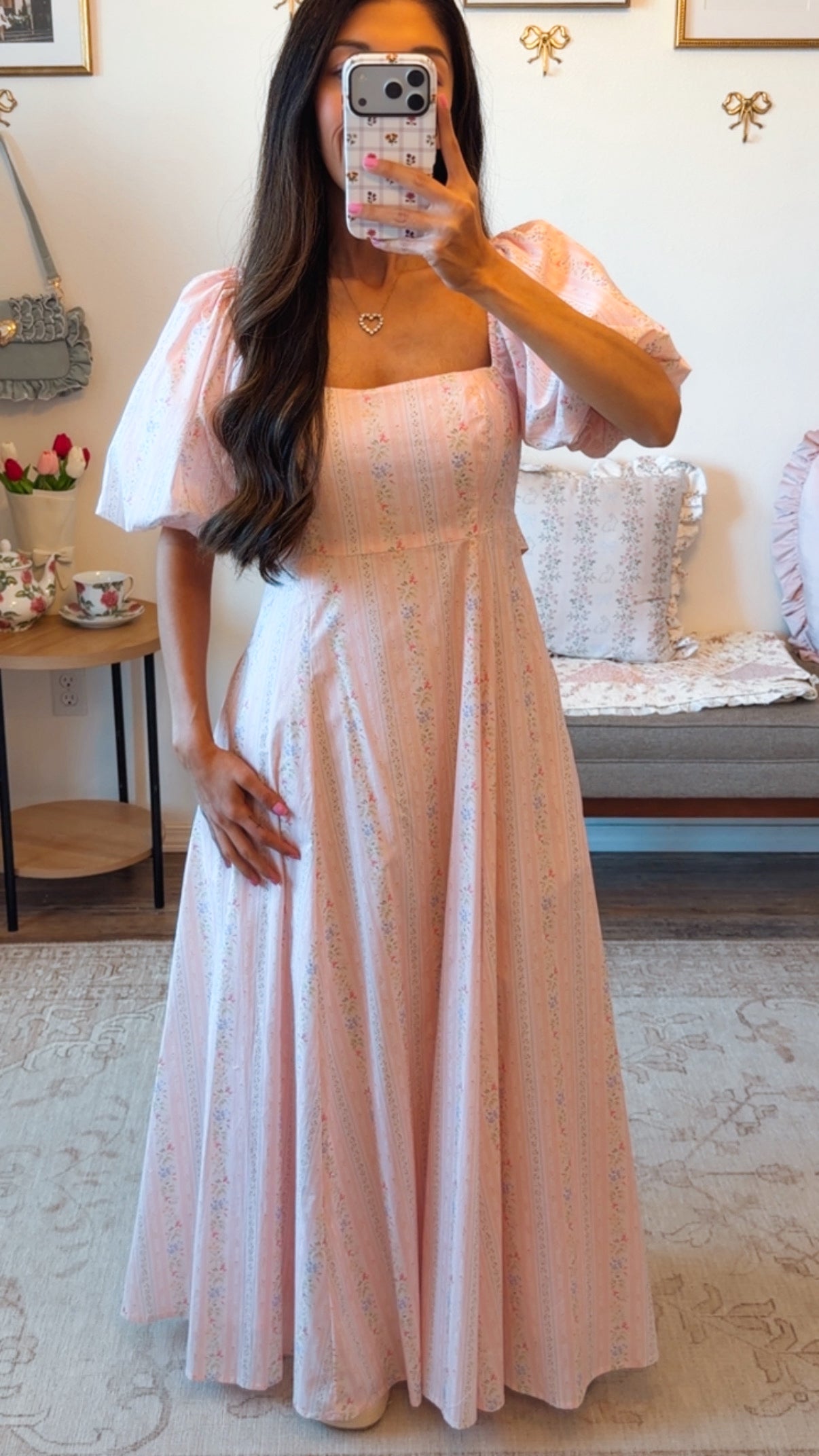 Aurora Pink Floral Midi Dress