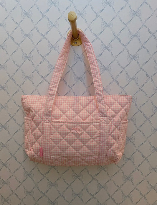 Pink Gingham Tote Bag