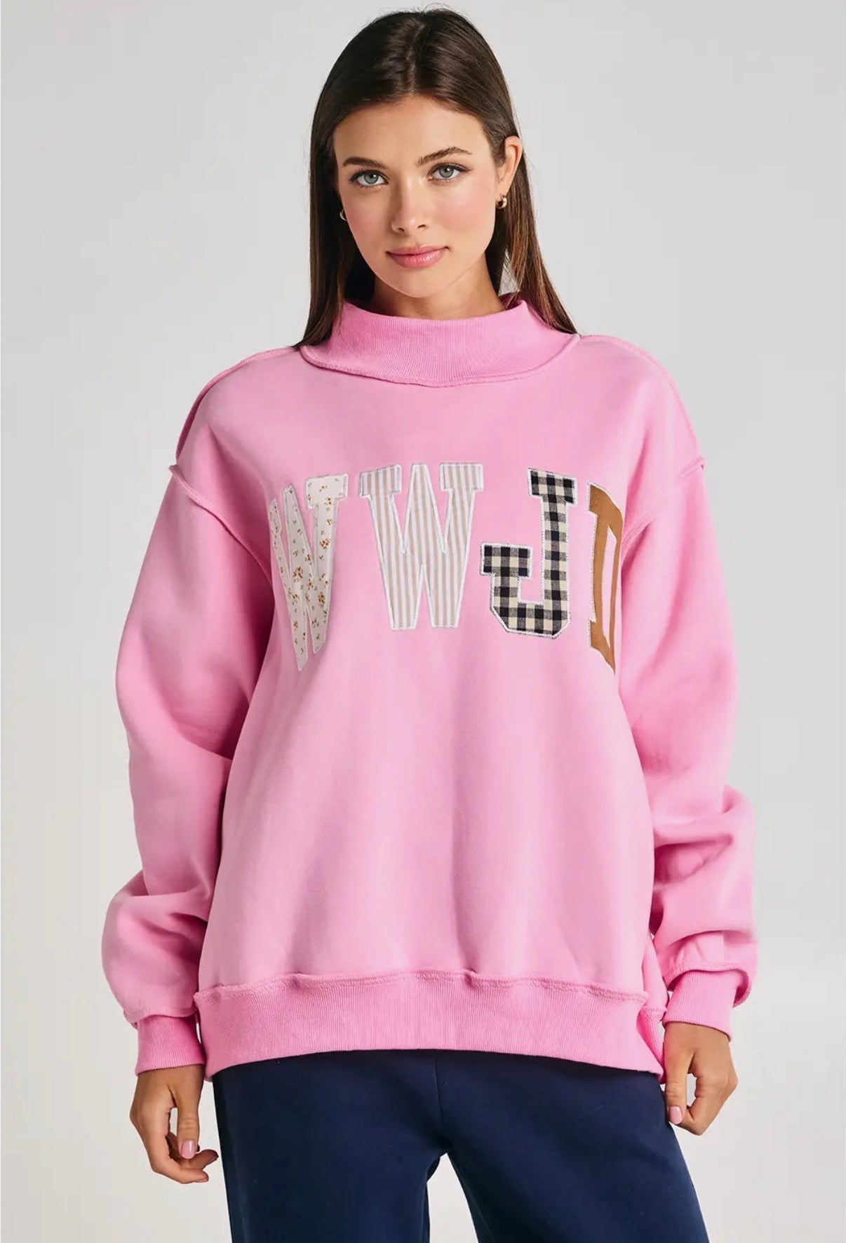 Pink WWJD Mockneck