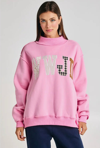 Pink WWJD Mockneck