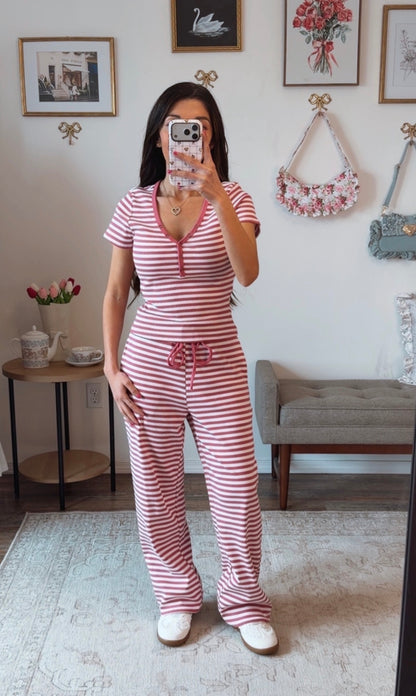 Raspberry Stripe Lounge Set