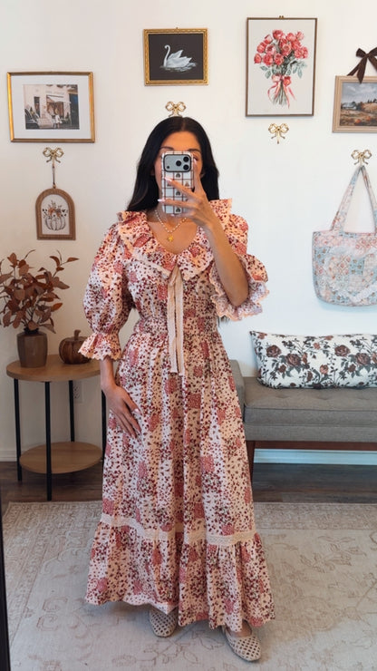 Fall Rosette Maxi Dress