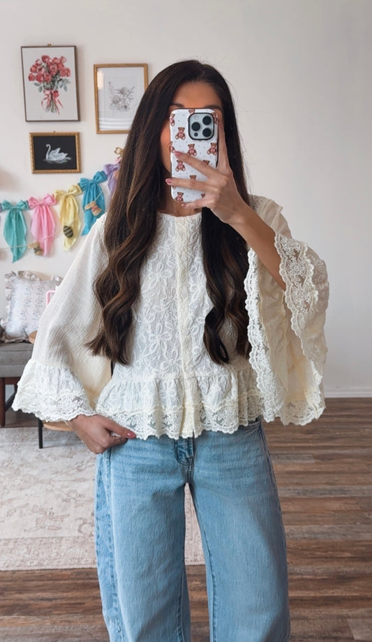 Petal Lace Blouse - White
