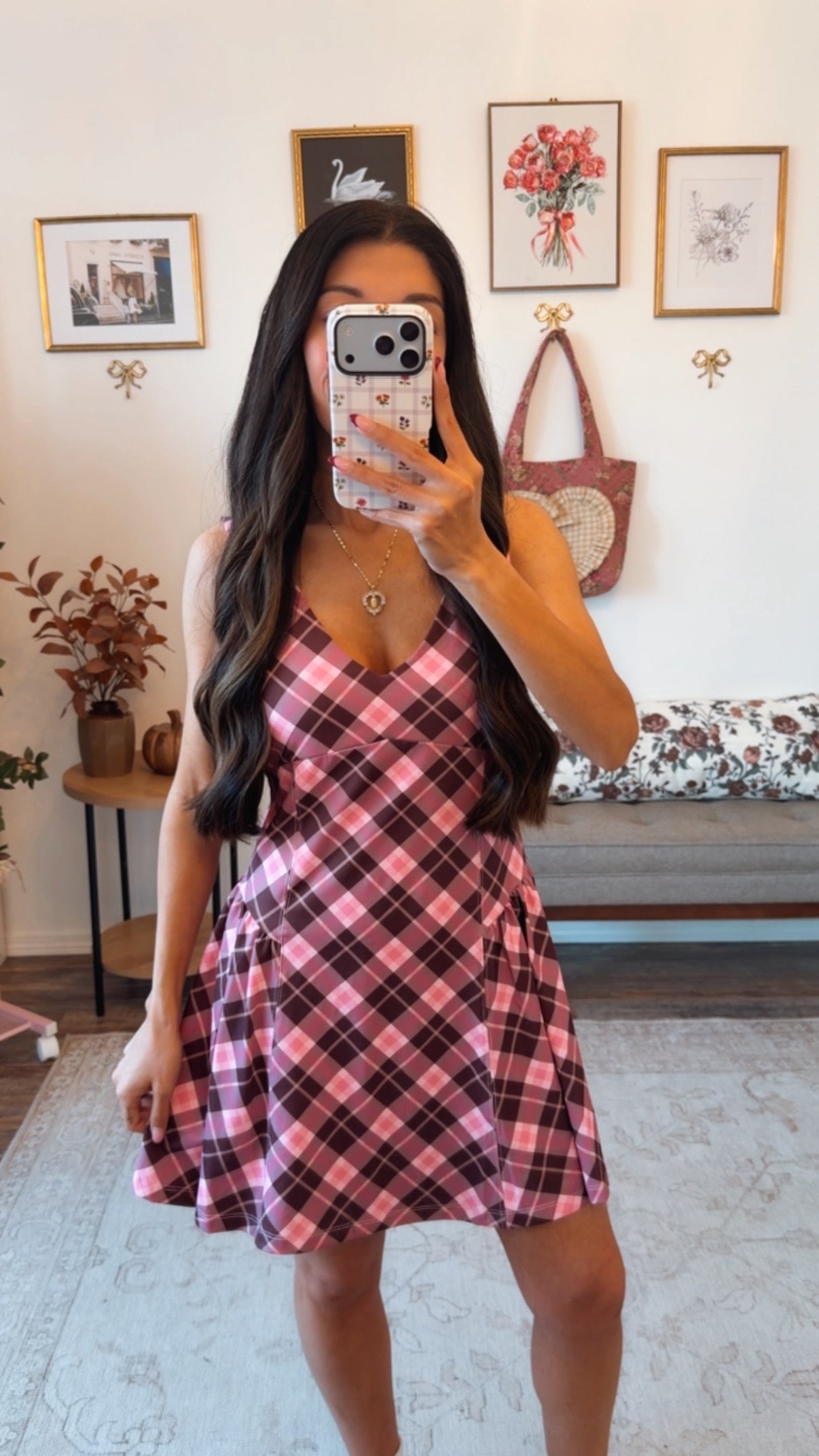 Strawberry Mocha Plaid Active Dress