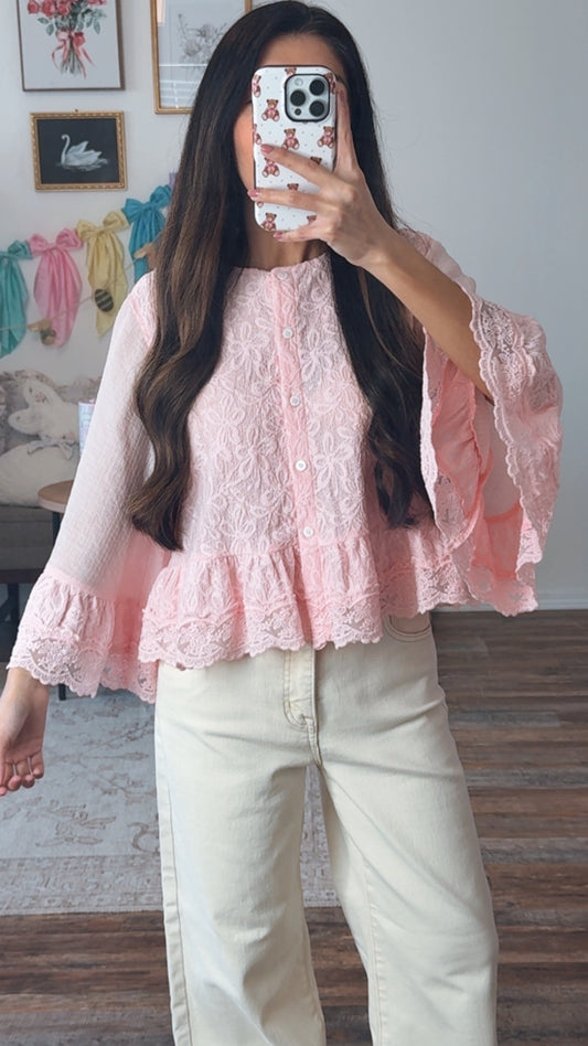 Blush Petal Lace Blouse