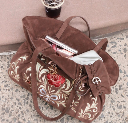 Stars Hollow Rose Tote Bag - Chocolate Brown