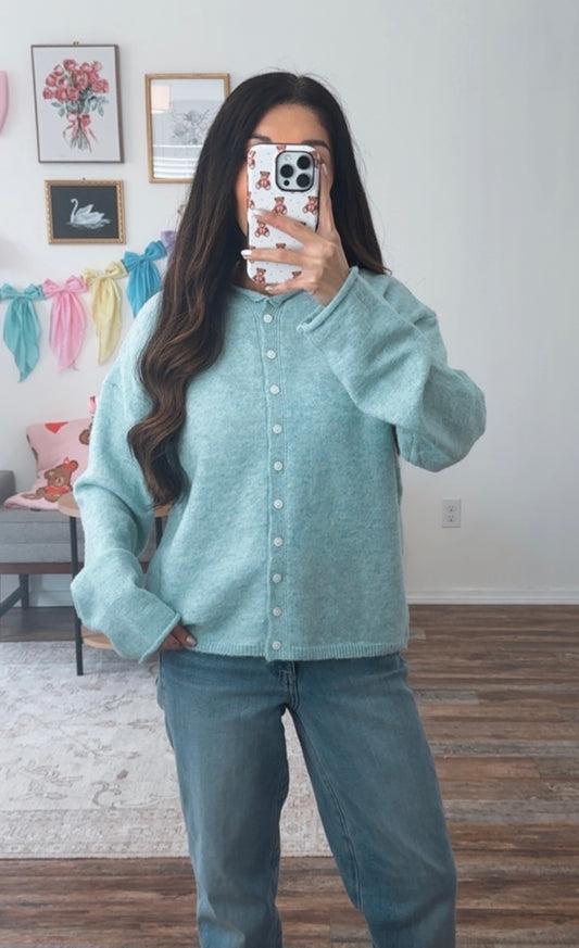 Evermore Cardigan- Seafoam