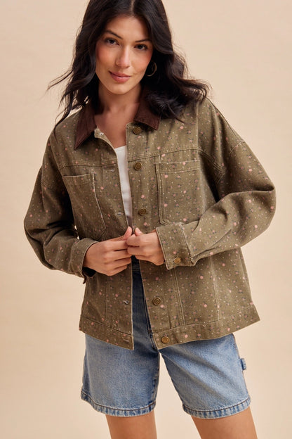Floral Evergreen Barn Jacket
