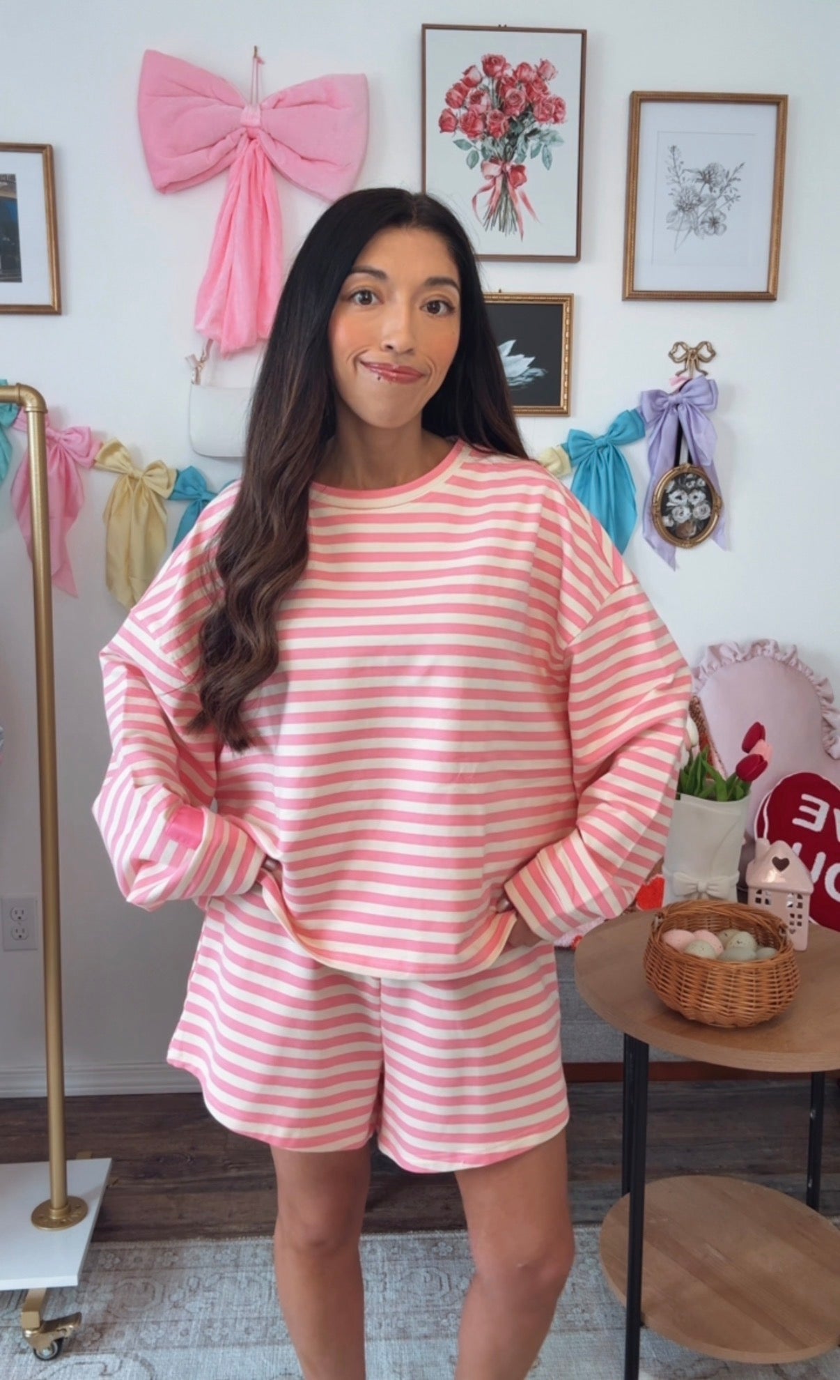 Pink Velvet Stripe Set