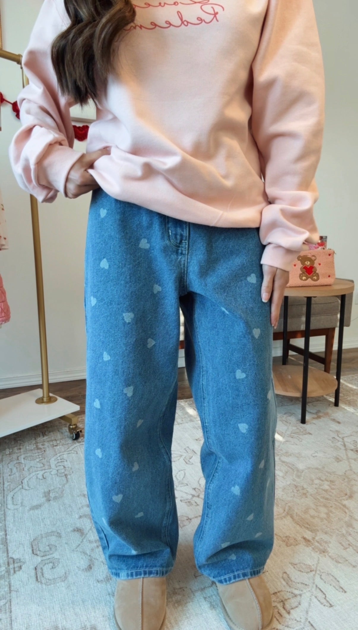 Hearts on Repeat Denim- Ankle Loose Jean
