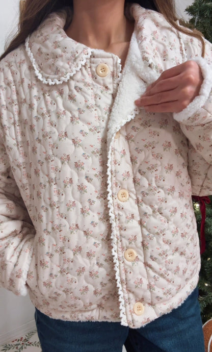 Winter Bloom Quilted Sherpa Jacket
