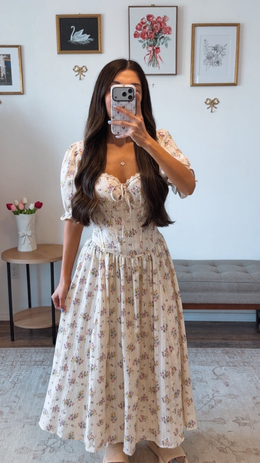 Petal Whisper Midi Dress