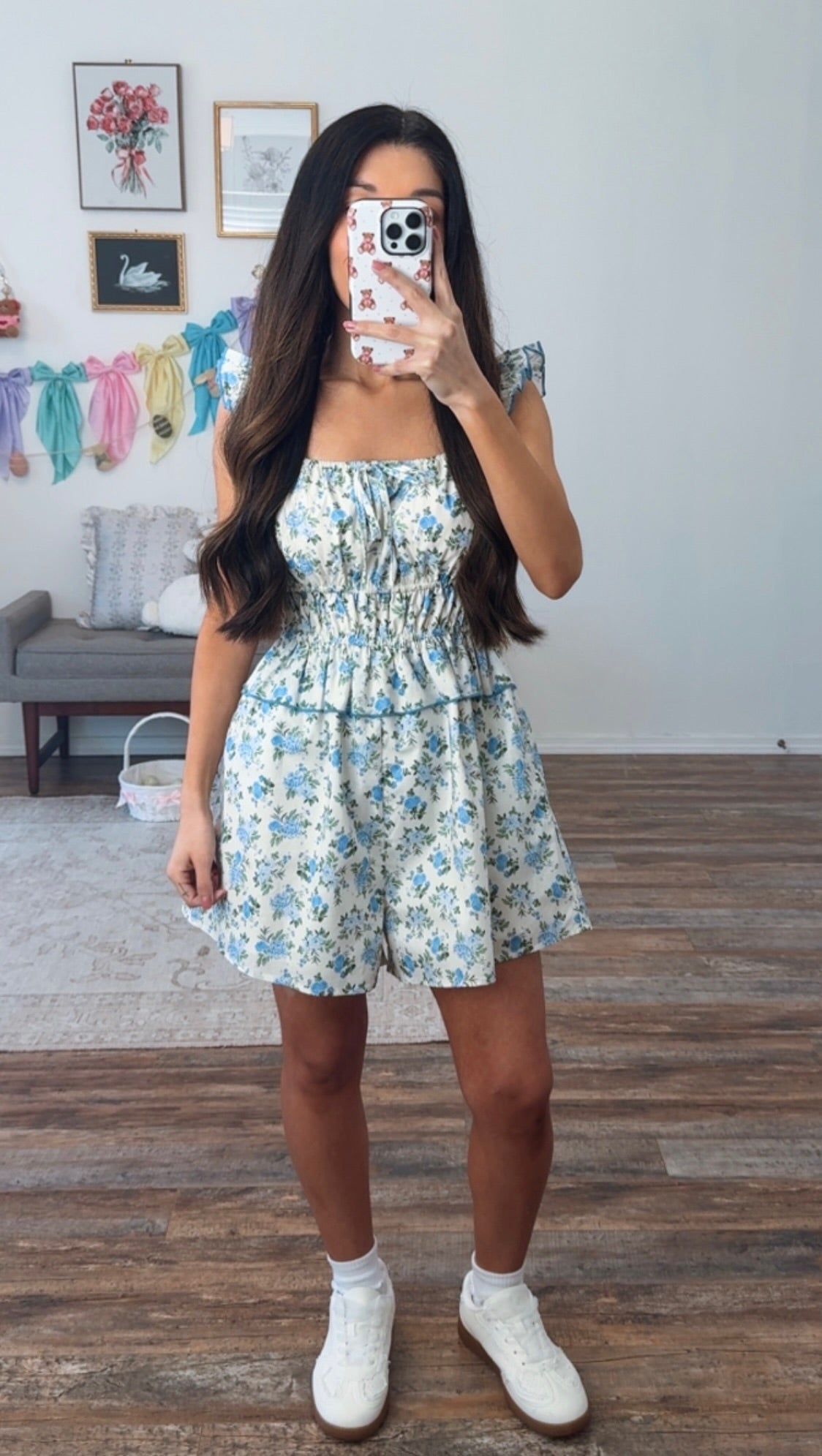 Blue Petal Picnic Romper- Restock Ships 3.03