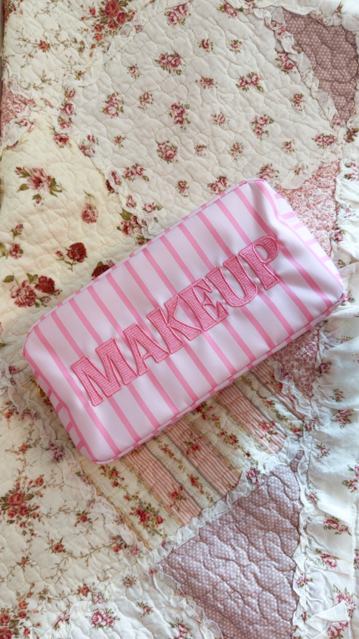 Pink Stripe Cosmetic Pouch